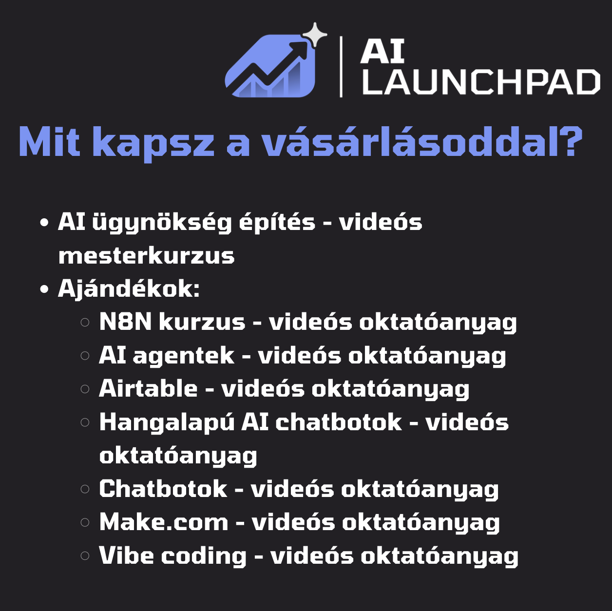 AI ügynökség építés - videós mesterkurzus